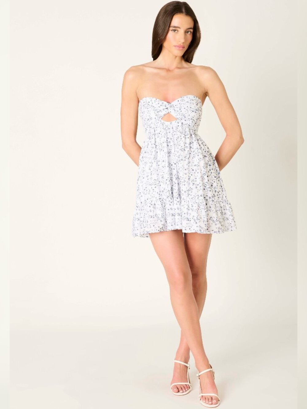 IN BLOOM WHITE FLORAL MINI DRESS
